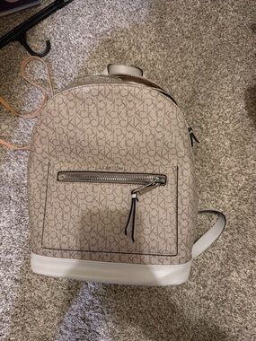 Calvin Klein Cream Beige Monogram Backpack